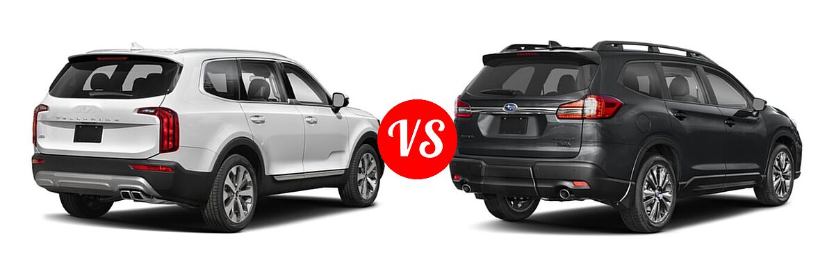 2022 Kia Telluride SUV S vs. 2022 Subaru Ascent SUV Onyx Edition - Rear Right Comparison