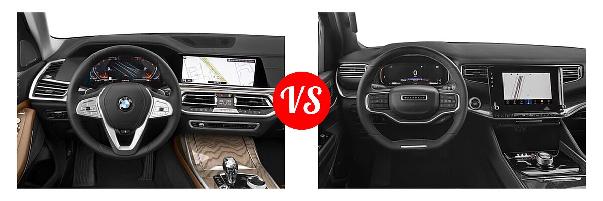 2022 BMW X7 SUV xDrive40i vs. 2022 Jeep Wagoneer SUV Series II / Series III - Dashboard Comparison