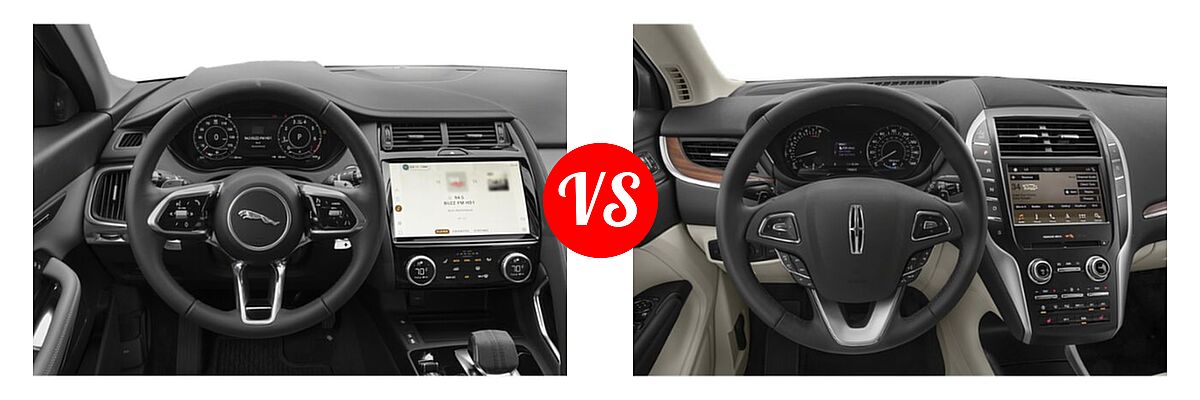 2022 Jaguar E-PACE SUV 300 Sport / P250 AWD / SE vs. 2019 Lincoln MKC SUV Black Label / FWD / Reserve / Select / Standard - Dashboard Comparison