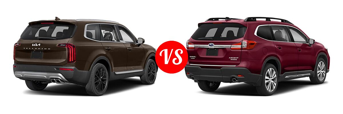 2022 Kia Telluride SUV SX vs. 2022 Subaru Ascent SUV Limited - Rear Right Comparison