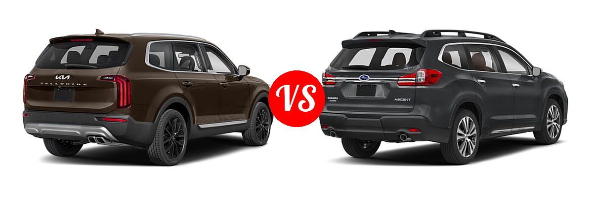 2022 Kia Telluride SUV SX vs. 2022 Subaru Ascent SUV Touring - Rear Right Comparison