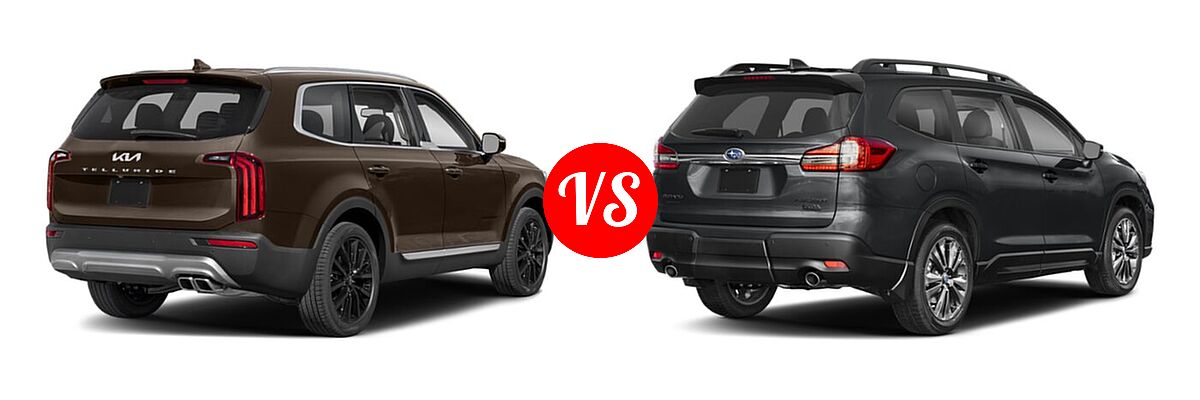 2022 Kia Telluride SUV SX vs. 2022 Subaru Ascent SUV Onyx Edition - Rear Right Comparison