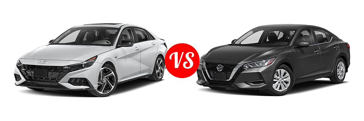 2022 Hyundai Elantra Sedan Limited vs. 2022 Nissan Sentra Sedan S / SV - Front Left Comparison