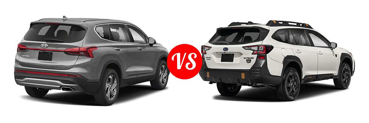 2022 Hyundai Santa Fe SUV SE vs. 2022 Subaru Outback SUV Wilderness - Rear Right Comparison