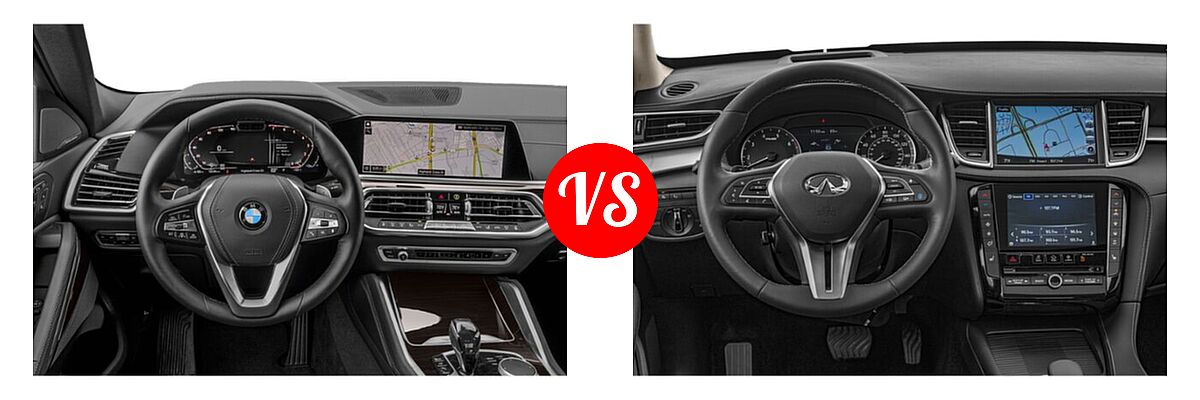 2022 BMW X6 M50i SUV M50i vs. 2019 Infiniti QX50 SUV ESSENTIAL / LUXE / PURE - Dashboard Comparison