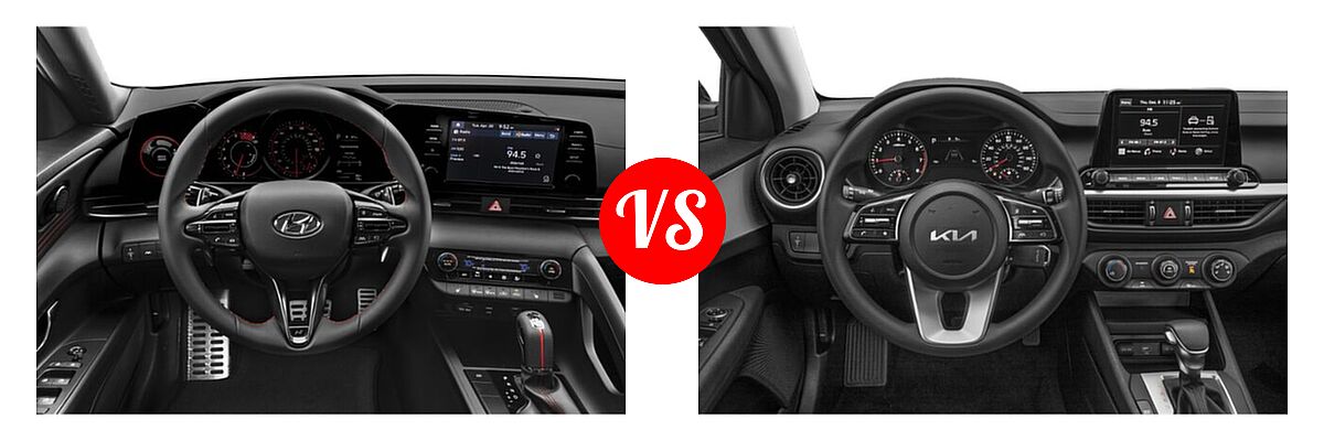 2022 Hyundai Elantra Sedan Limited vs. 2022 Kia Forte Sedan FE / LXS - Dashboard Comparison