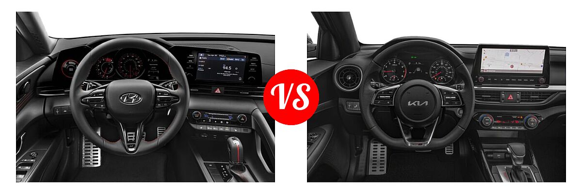 2022 Hyundai Elantra Sedan Limited vs. 2022 Kia Forte Sedan GT-Line - Dashboard Comparison