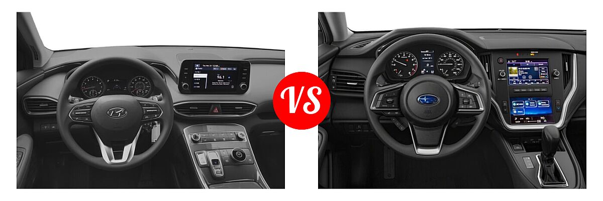 2022 Hyundai Santa Fe SUV SE vs. 2022 Subaru Outback SUV Limited XT - Dashboard Comparison