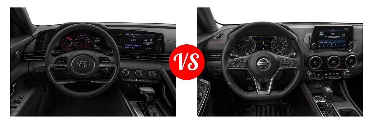 2022 Hyundai Elantra Sedan SE vs. 2022 Nissan Sentra Sedan SR - Dashboard Comparison
