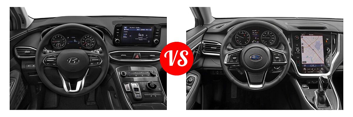 2022 Hyundai Santa Fe SUV SEL vs. 2022 Subaru Outback SUV Limited - Dashboard Comparison