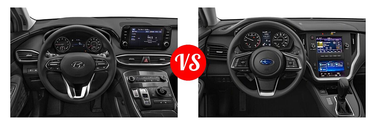 2022 Hyundai Santa Fe SUV SEL vs. 2022 Subaru Outback SUV Limited XT - Dashboard Comparison