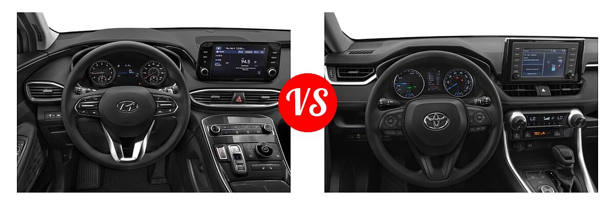 2022 Hyundai Santa Fe SUV SEL vs. 2022 Toyota RAV4 Hybrid SUV Hybrid Hybrid XLE / Hybrid XLE Premium - Dashboard Comparison