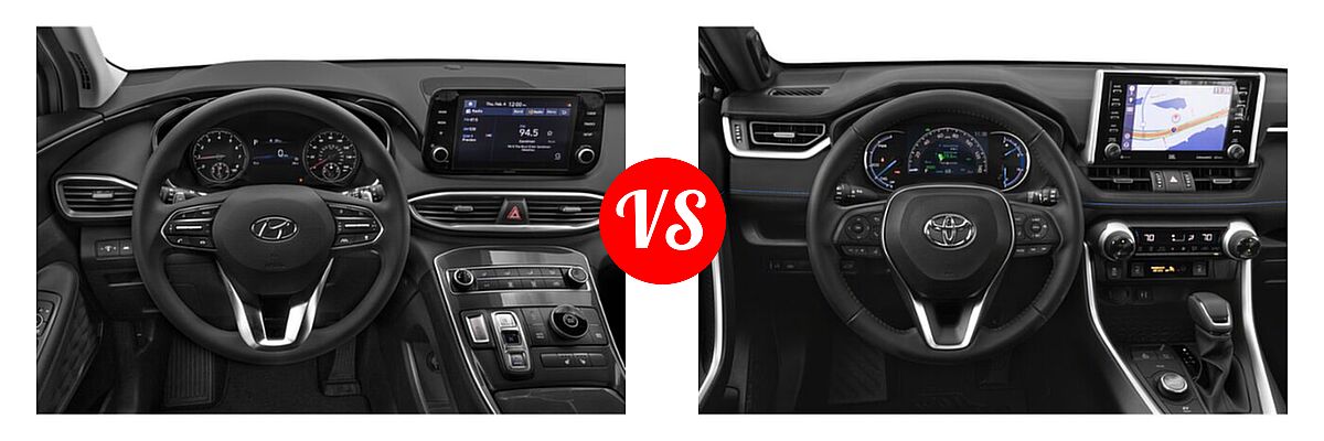 2022 Hyundai Santa Fe SUV SEL vs. 2022 Toyota RAV4 Hybrid SUV Hybrid Hybrid XSE - Dashboard Comparison