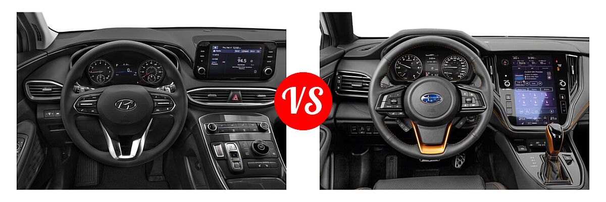 2022 Hyundai Santa Fe SUV SEL vs. 2022 Subaru Outback SUV Wilderness - Dashboard Comparison