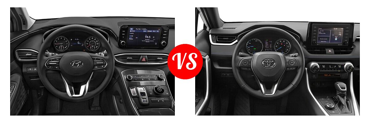2022 Hyundai Santa Fe SUV SEL vs. 2022 Toyota RAV4 Hybrid SUV Hybrid Hybrid SE - Dashboard Comparison