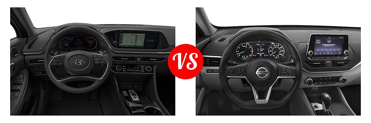2022 Hyundai Sonata Sedan Limited / N Line Night Edition vs. 2022 Nissan Altima Sedan 2.5 Platinum / 2.5 SL / 2.5 SV - Dashboard Comparison