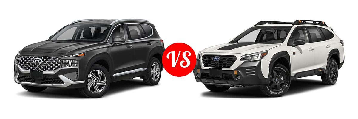 2022 Hyundai Santa Fe SUV SEL vs. 2022 Subaru Outback SUV Wilderness - Front Left Comparison