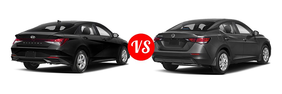 2022 Hyundai Elantra Sedan SE vs. 2022 Nissan Sentra Sedan S / SV - Rear Right Comparison