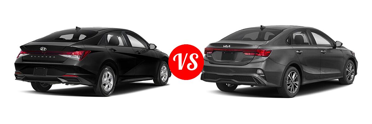 2022 Hyundai Elantra Sedan SE vs. 2022 Kia Forte Sedan FE / LXS - Rear Right Comparison
