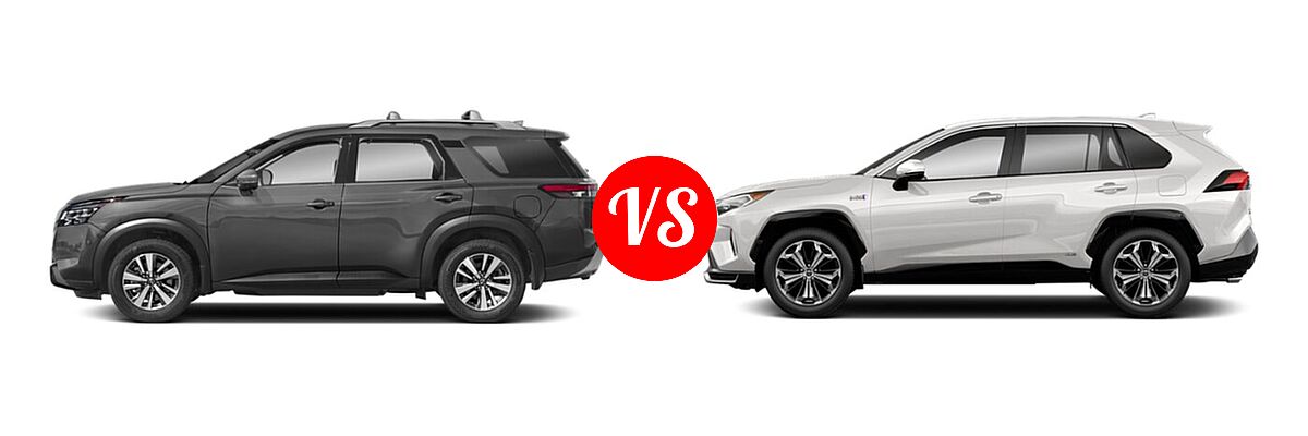 2022 Nissan Pathfinder SUV SL vs. 2022 Toyota RAV4 Prime SUV PHEV SE / XSE - Side Comparison