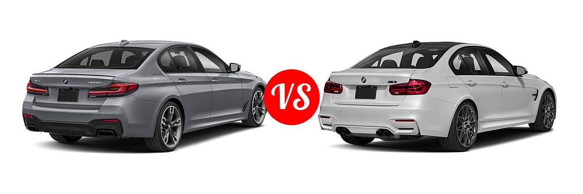2022 BMW 5 Series M550i Sedan M550i xDrive vs. 2018 BMW M3 Sedan Sedan - Rear Right Comparison