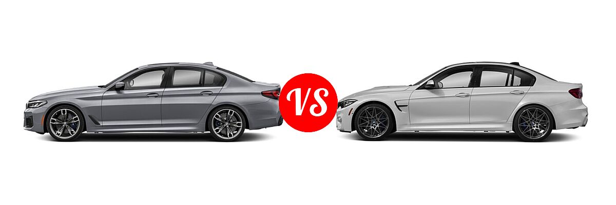 2022 BMW 5 Series M550i Sedan M550i xDrive vs. 2018 BMW M3 Sedan Sedan - Side Comparison
