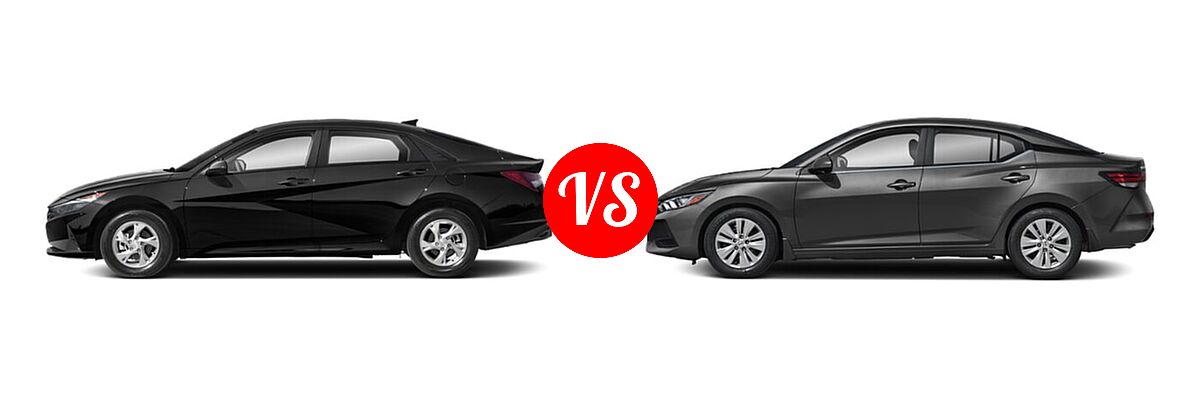 2022 Hyundai Elantra Sedan SE vs. 2022 Nissan Sentra Sedan S / SV - Side Comparison