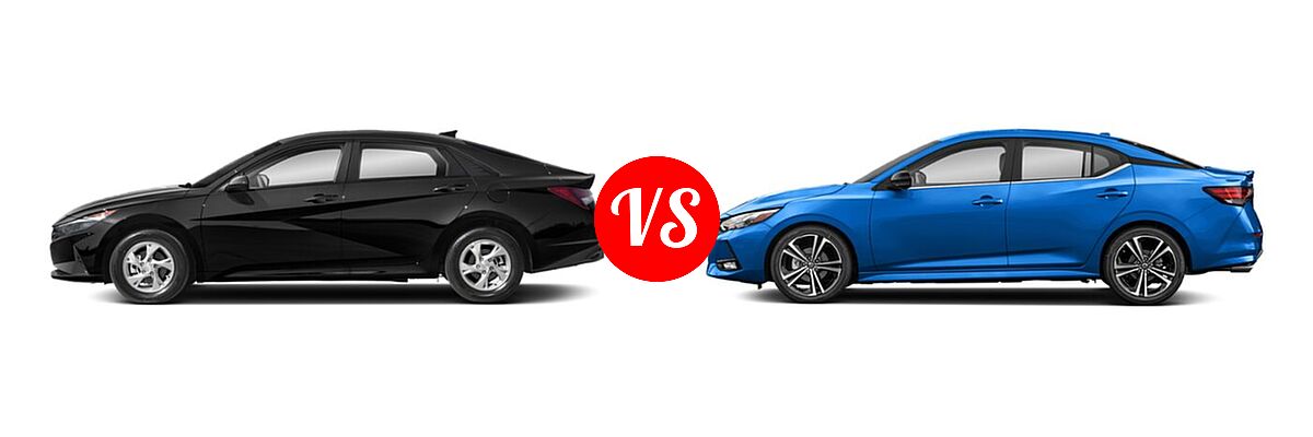2022 Hyundai Elantra Sedan SE vs. 2022 Nissan Sentra Sedan SR - Side Comparison