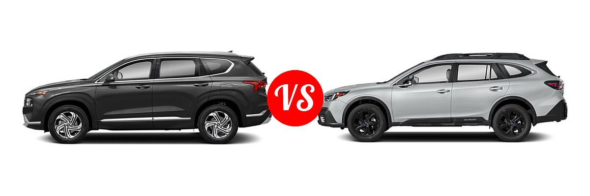 2022 Hyundai Santa Fe SUV SEL vs. 2022 Subaru Outback SUV Onyx Edition XT - Side Comparison