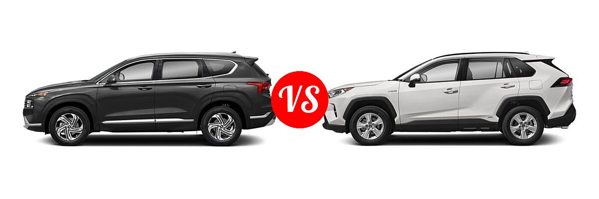 2022 Hyundai Santa Fe SUV SEL vs. 2022 Toyota RAV4 Hybrid SUV Hybrid Hybrid XLE / Hybrid XLE Premium - Side Comparison