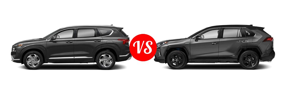 2022 Hyundai Santa Fe SUV SEL vs. 2022 Toyota RAV4 Hybrid SUV Hybrid Hybrid XSE - Side Comparison