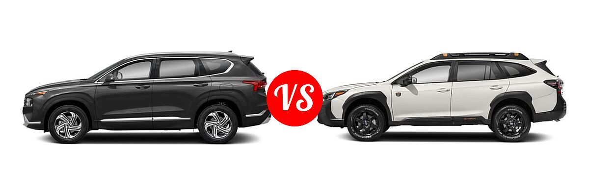 2022 Hyundai Santa Fe SUV SEL vs. 2022 Subaru Outback SUV Wilderness - Side Comparison