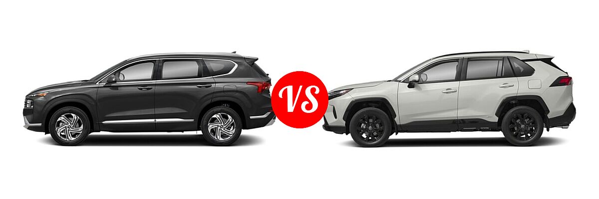 2022 Hyundai Santa Fe SUV SEL vs. 2022 Toyota RAV4 Hybrid SUV Hybrid Hybrid SE - Side Comparison