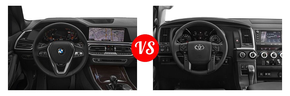2022 BMW X5 SUV sDrive40i / xDrive40i vs. 2022 Toyota Sequoia SUV TRD Pro - Dashboard Comparison