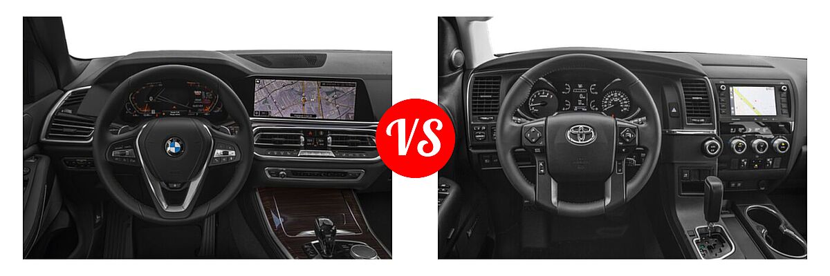 2022 BMW X5 SUV sDrive40i / xDrive40i vs. 2022 Toyota Sequoia SUV Nightshade - Dashboard Comparison