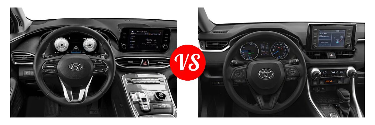 2022 Hyundai Santa Fe SUV XRT vs. 2022 Toyota RAV4 Hybrid SUV Hybrid Hybrid XLE / Hybrid XLE Premium - Dashboard Comparison