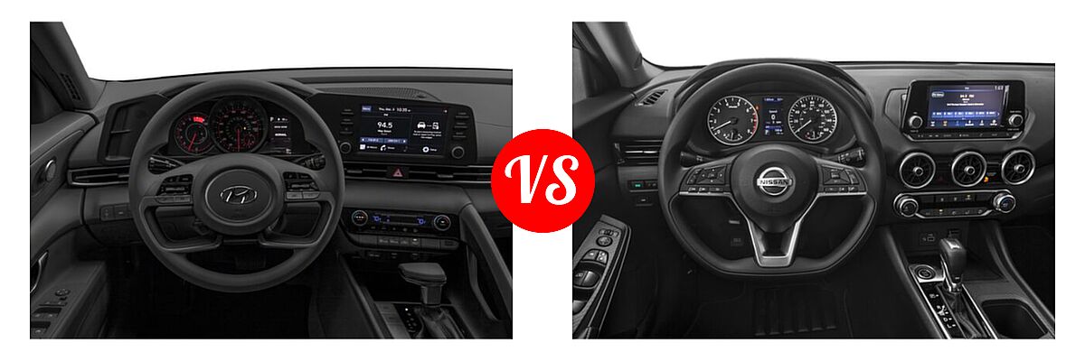 2022 Hyundai Elantra Sedan SEL vs. 2022 Nissan Sentra Sedan S / SV - Dashboard Comparison