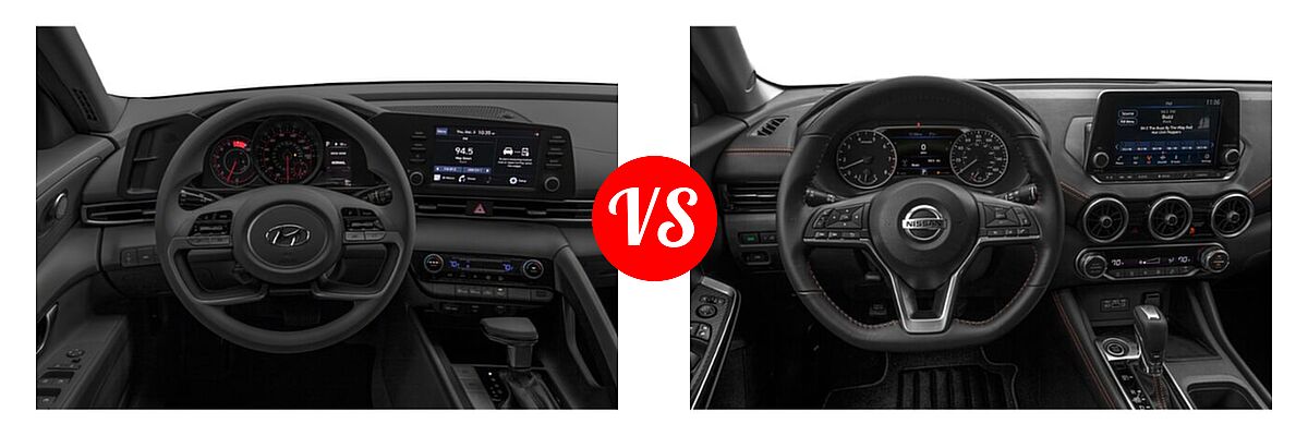 2022 Hyundai Elantra Sedan SEL vs. 2022 Nissan Sentra Sedan SR - Dashboard Comparison