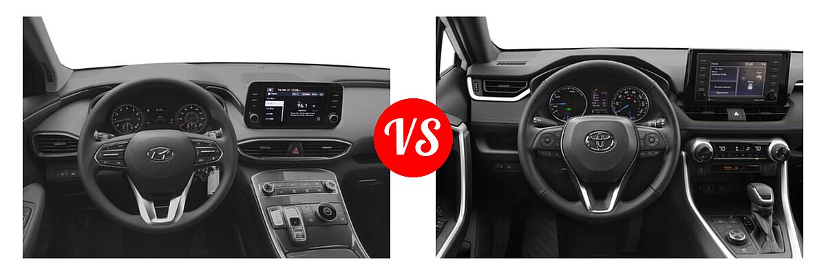 2022 Hyundai Santa Fe SUV Limited vs. 2022 Toyota RAV4 Hybrid SUV Hybrid Hybrid SE - Dashboard Comparison