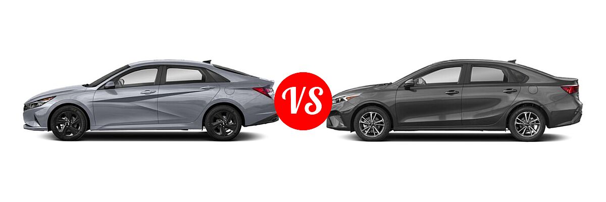 2022 Hyundai Elantra Sedan SEL vs. 2022 Kia Forte Sedan FE / LXS - Side Comparison