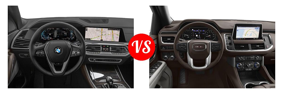 2022 BMW X5 SUV PHEV xDrive45e vs. 2022 GMC Yukon SUV AT4 / Denali / SLE / SLT - Dashboard Comparison