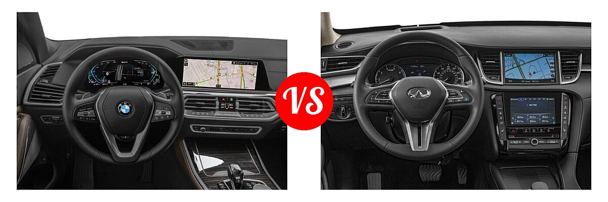2022 BMW X5 SUV PHEV xDrive45e vs. 2019 Infiniti QX50 SUV ESSENTIAL / LUXE / PURE - Dashboard Comparison