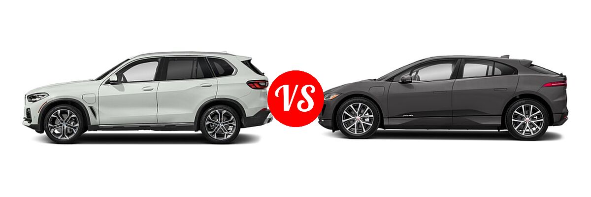 2022 BMW X5 SUV PHEV xDrive45e vs. 2019 Jaguar I-PACE SUV Electric First Edition / HSE / S / SE - Side Comparison