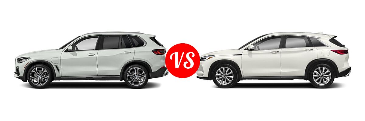 2022 BMW X5 SUV PHEV xDrive45e vs. 2019 Infiniti QX50 SUV ESSENTIAL / LUXE / PURE - Side Comparison