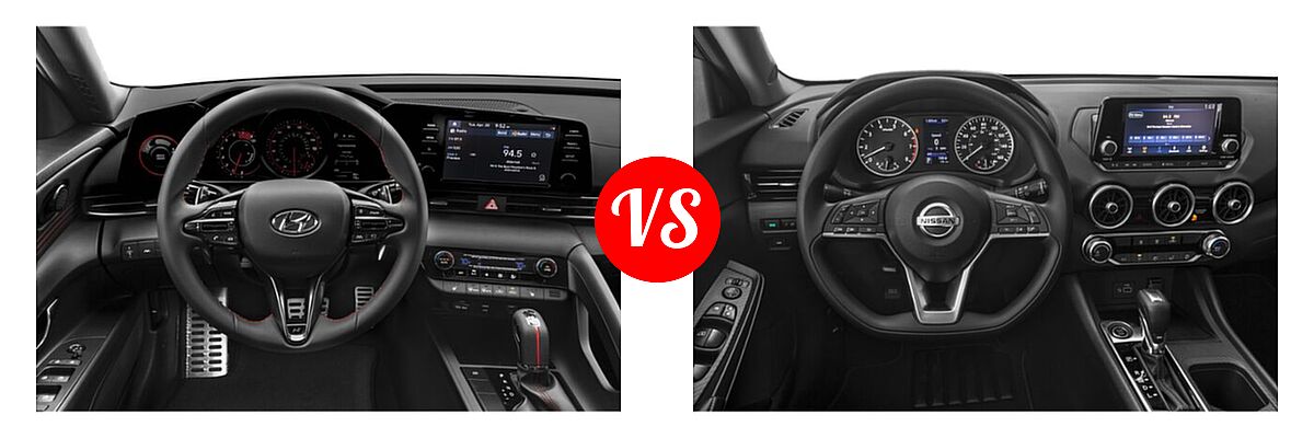 2022 Hyundai Elantra Sedan N Line vs. 2022 Nissan Sentra Sedan S / SV - Dashboard Comparison