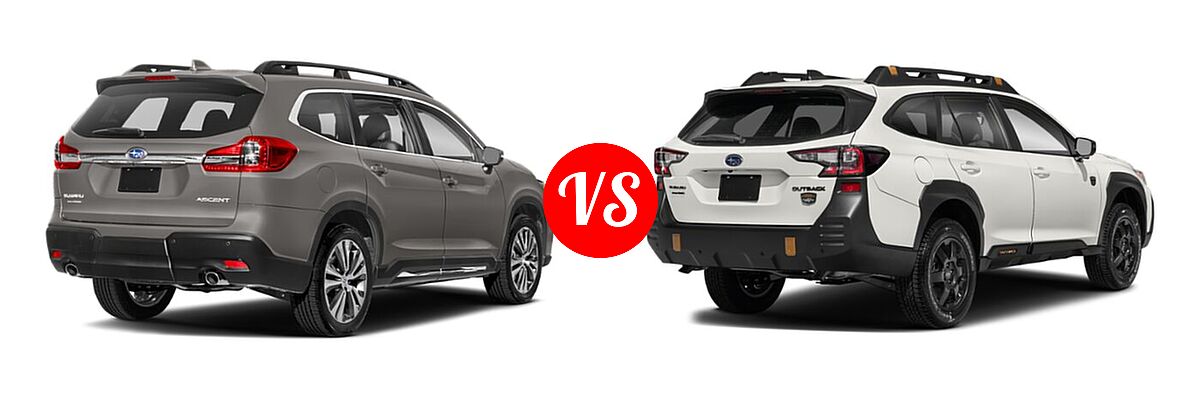 2022 Subaru Ascent SUV Premium vs. 2022 Subaru Outback SUV Wilderness - Rear Right Comparison