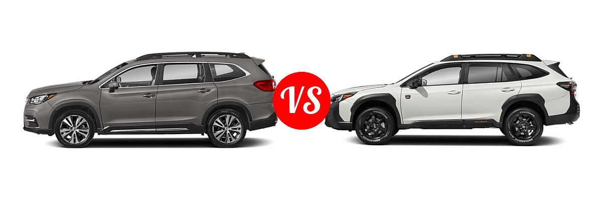 2022 Subaru Ascent SUV Premium vs. 2022 Subaru Outback SUV Wilderness - Side Comparison