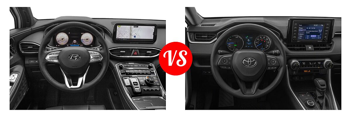 2022 Hyundai Santa Fe SUV Calligraphy vs. 2022 Toyota RAV4 Hybrid SUV Hybrid Hybrid LE - Dashboard Comparison