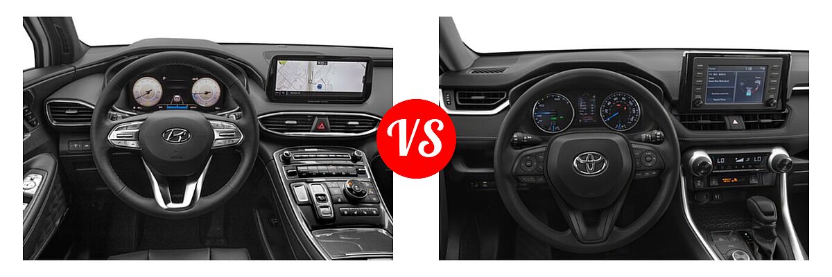 2022 Hyundai Santa Fe SUV Calligraphy vs. 2022 Toyota RAV4 Hybrid SUV Hybrid Hybrid XLE / Hybrid XLE Premium - Dashboard Comparison