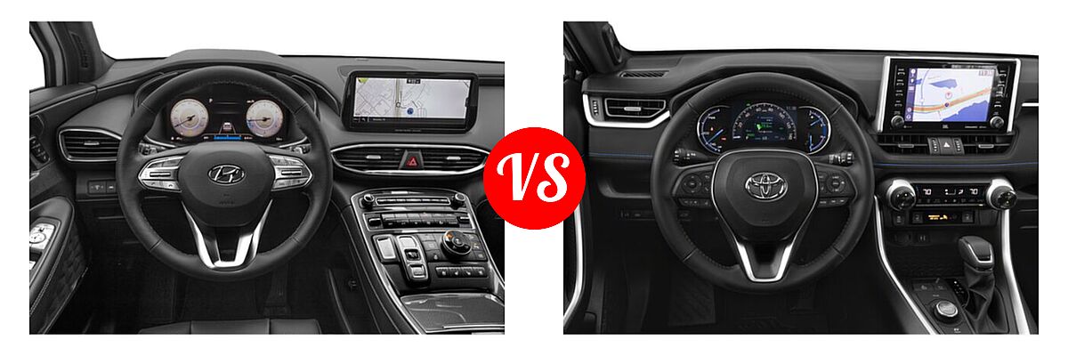 2022 Hyundai Santa Fe SUV Calligraphy vs. 2022 Toyota RAV4 Hybrid SUV Hybrid Hybrid XSE - Dashboard Comparison